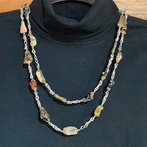 Natural Stone Silver Tone Necklace